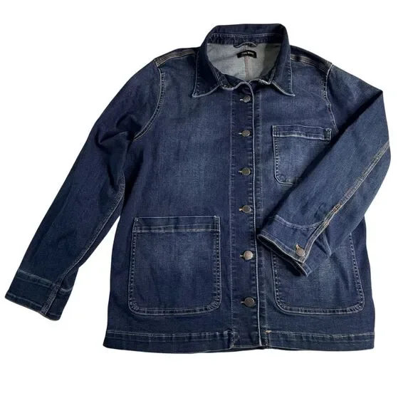 Well Worn Denim Button-Down Jean Barn-Chore Jacket in Dark Wash Size M - Picture 2 of 14